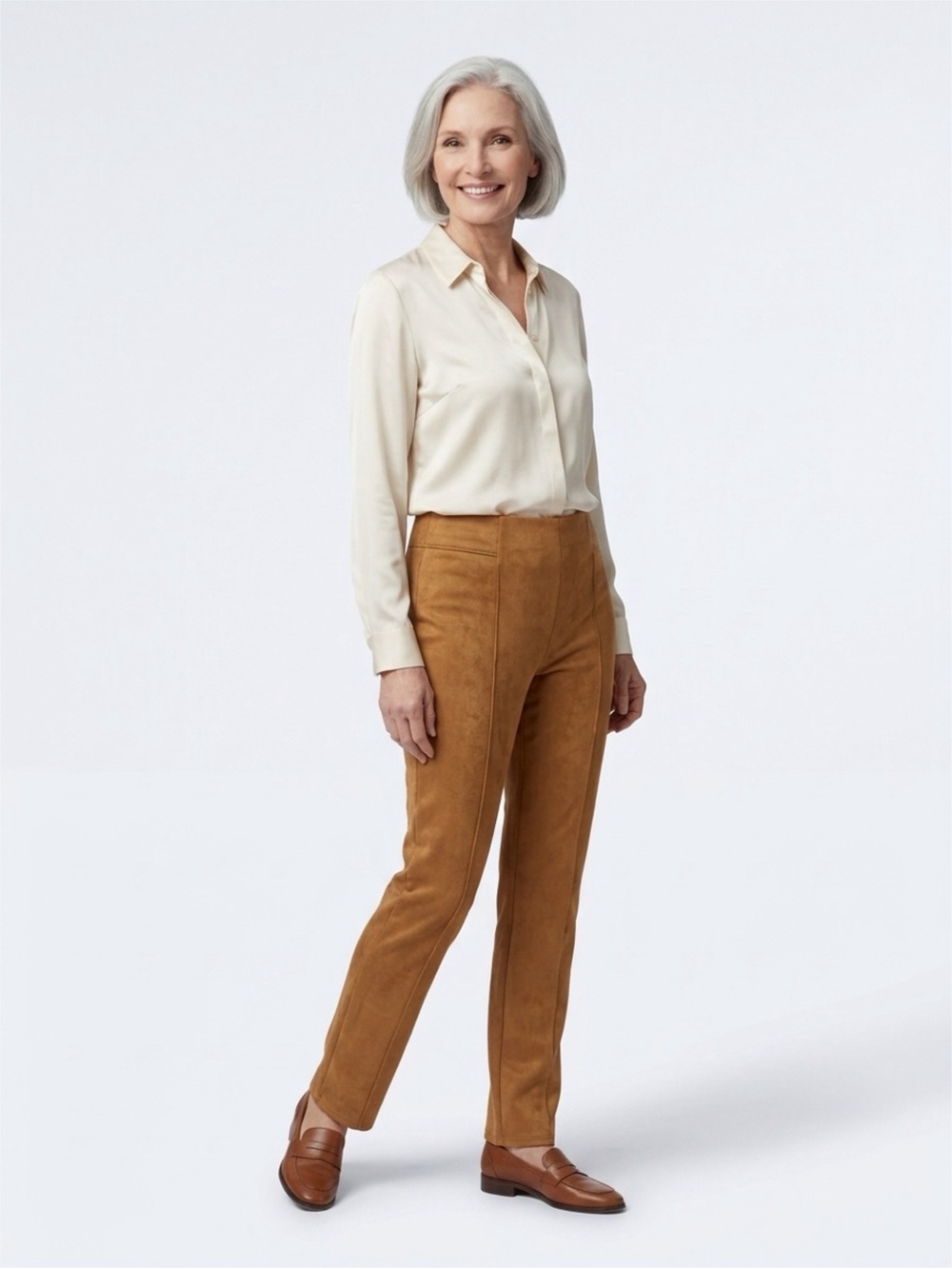 HUE Women's Straight Leg faux suede pull on pants size large